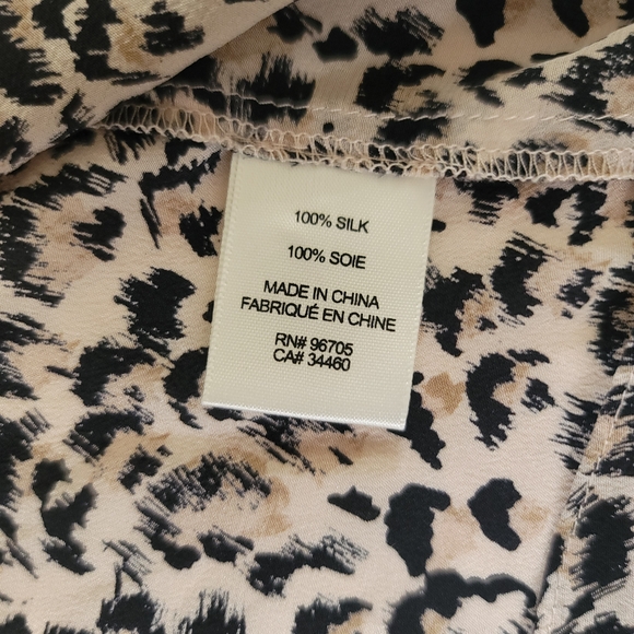 Rebecca Taylor Long Sleeve Silk Leopard Print Button Up Blouse, Size XS - Picture 7 of 7